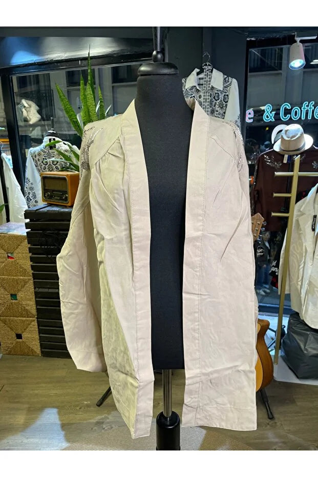 Taş İşlemeli Özel Tasarım Pamuk Kimono