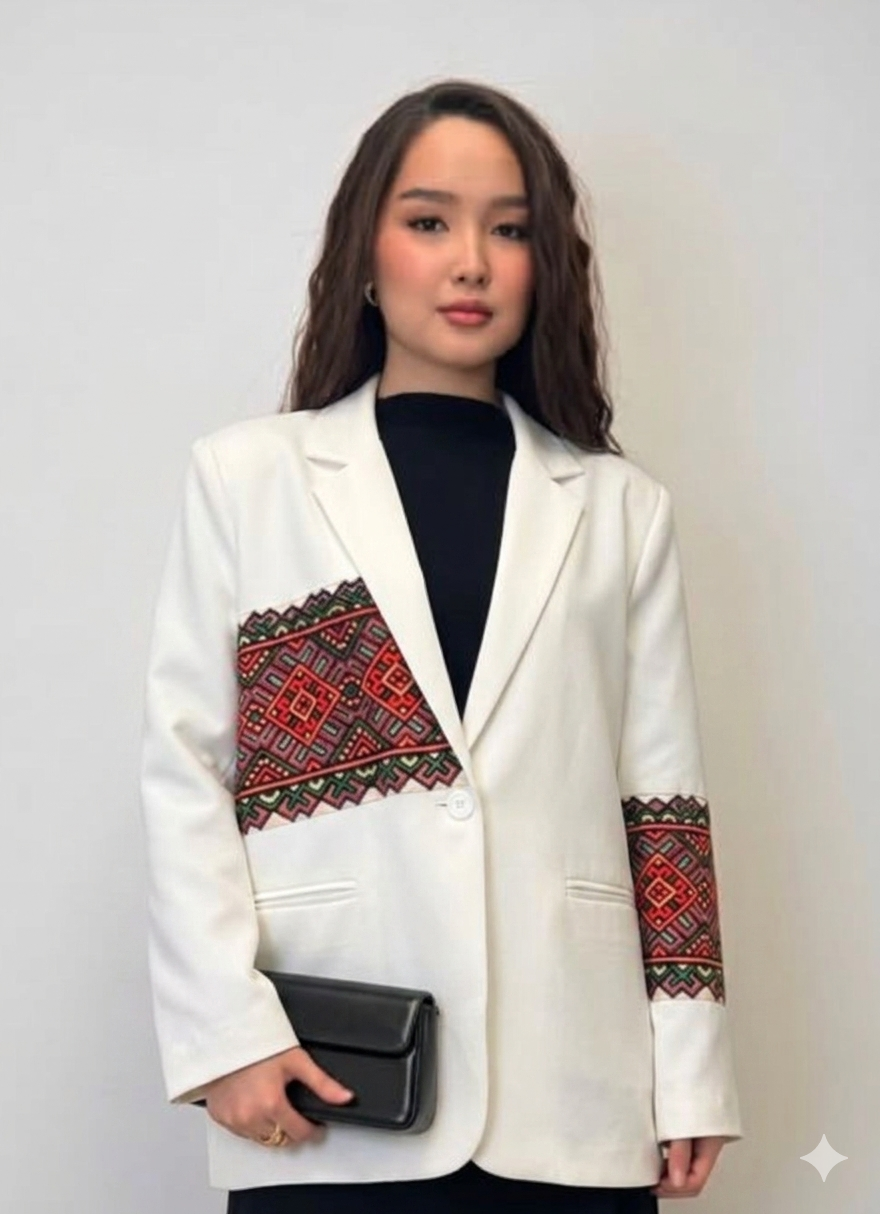 Nakış İşlemeli Pamuk Blazer Ceket