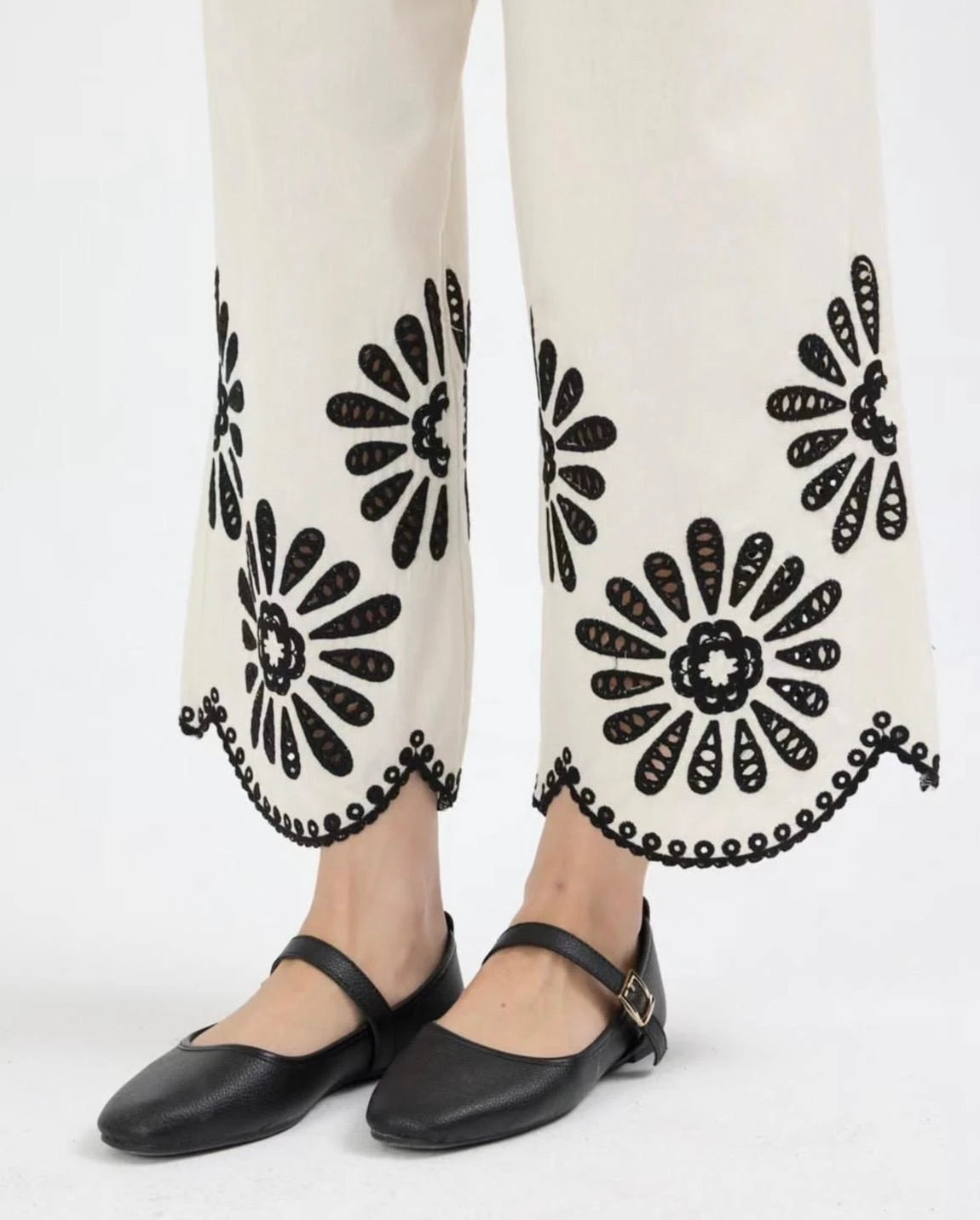 Nakışlı %100 Cotton Gömlek-Pantolon İkili Takım