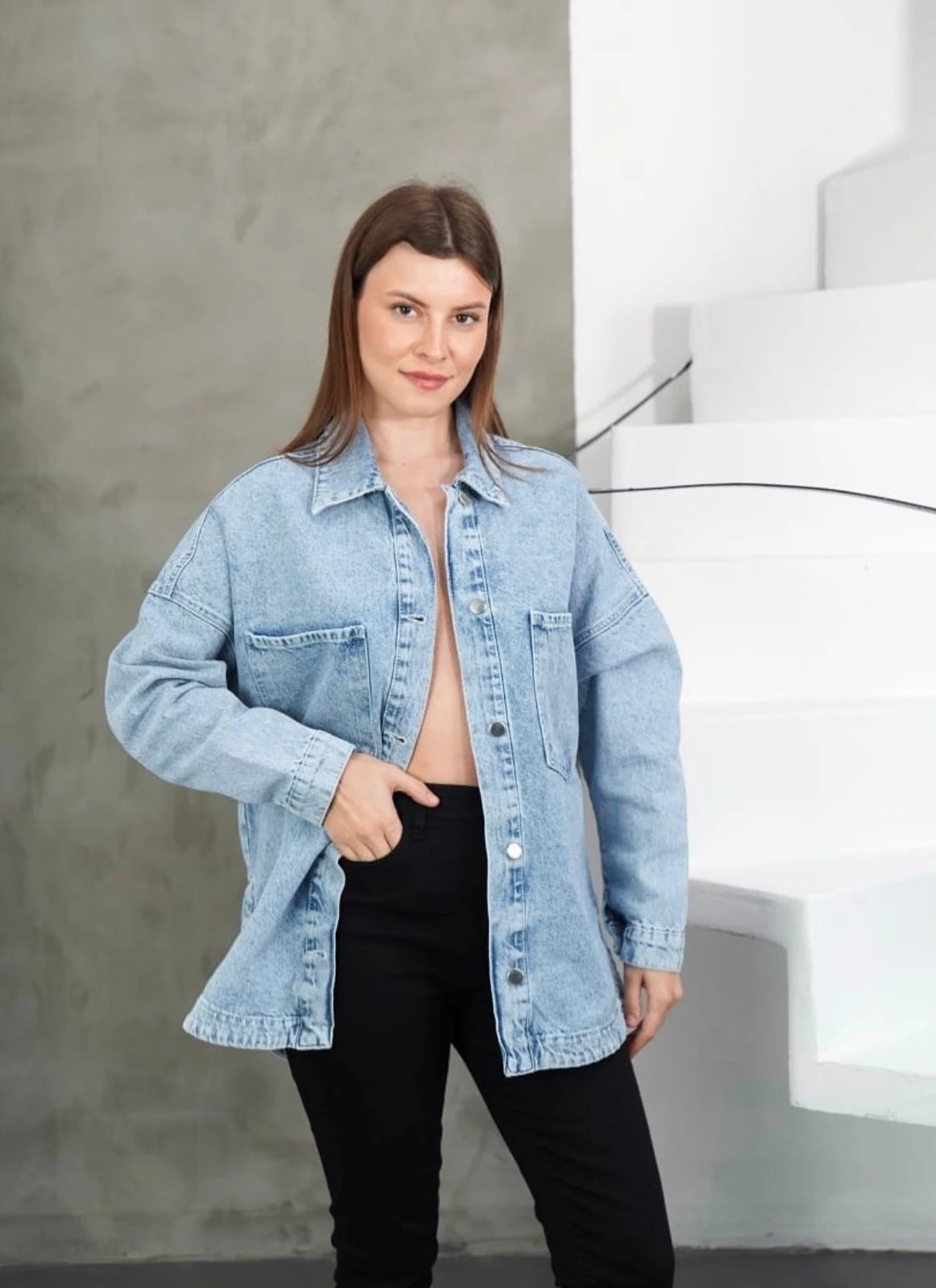 Taşlı Denim Kot Ceket