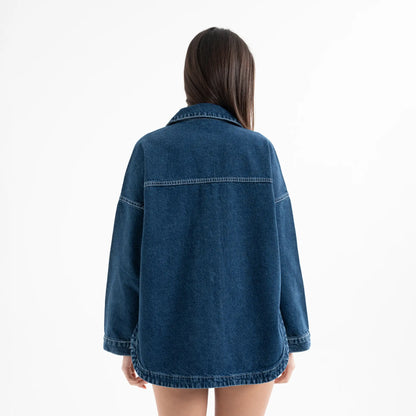İnci İşleme Detaylı Denim Kot Ceket