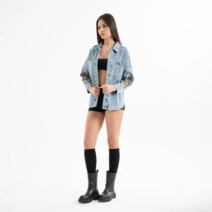Nakış İşleme Detaylı Denim Kot Ceket