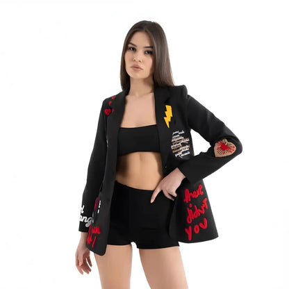 Nakış İşlemeli Pamuk Blazer Ceket