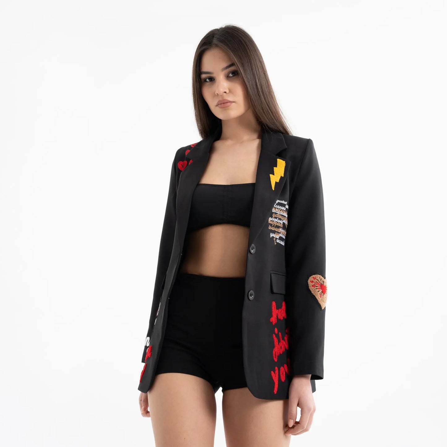 Nakış İşlemeli Pamuk Blazer Ceket