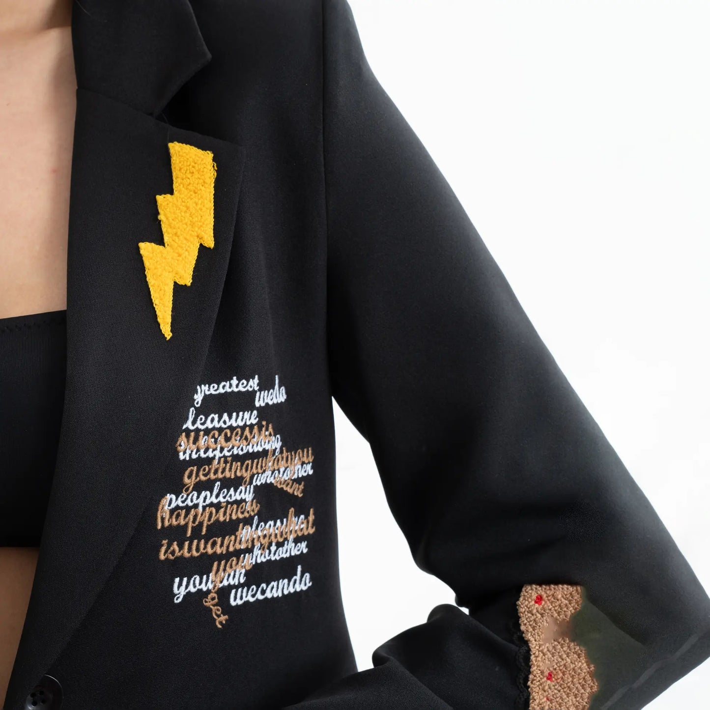 Nakış İşlemeli Pamuk Blazer Ceket