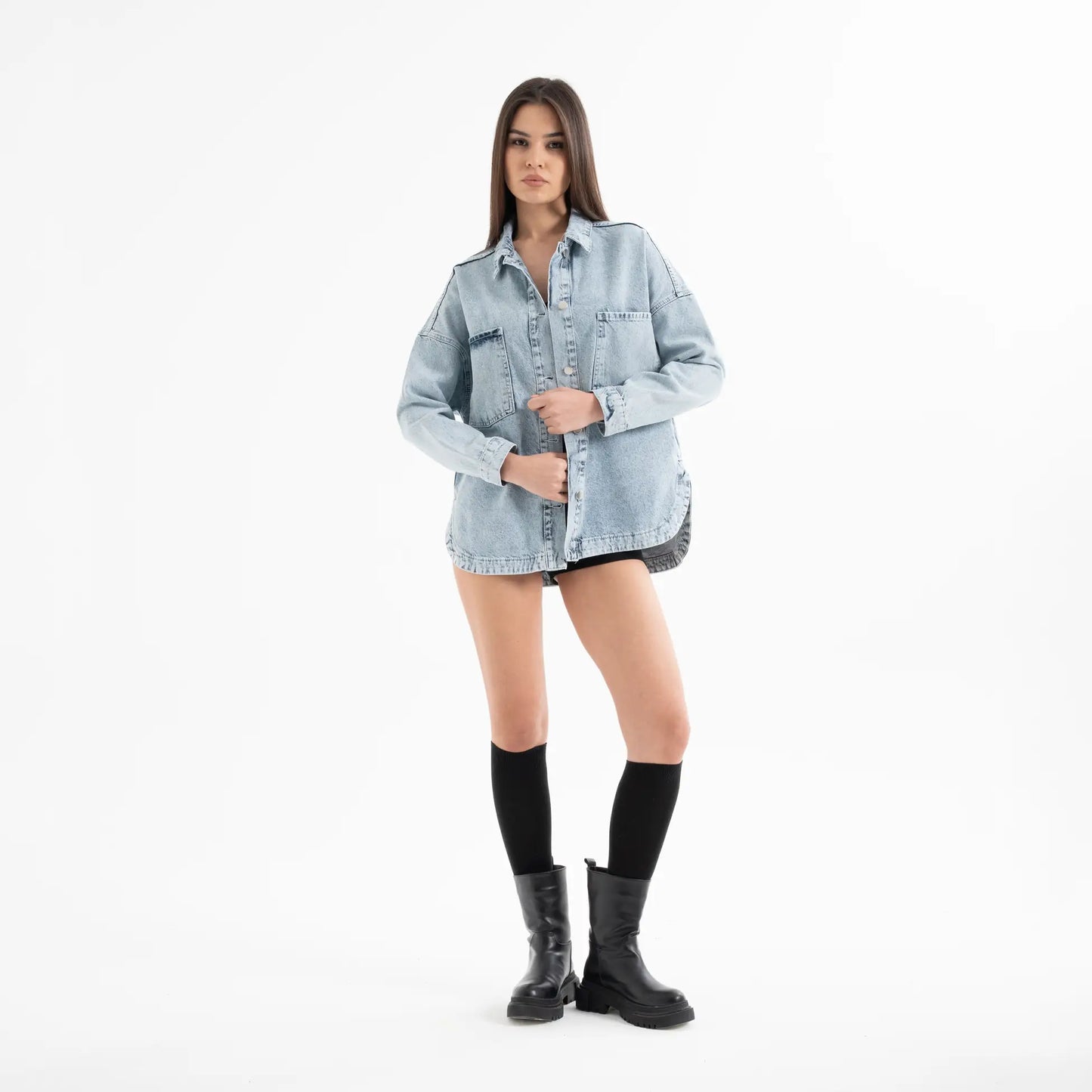 Taşlı Denim Kot Ceket