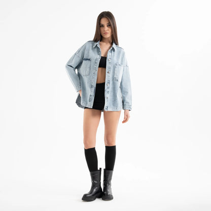Taşlı Denim Kot Ceket
