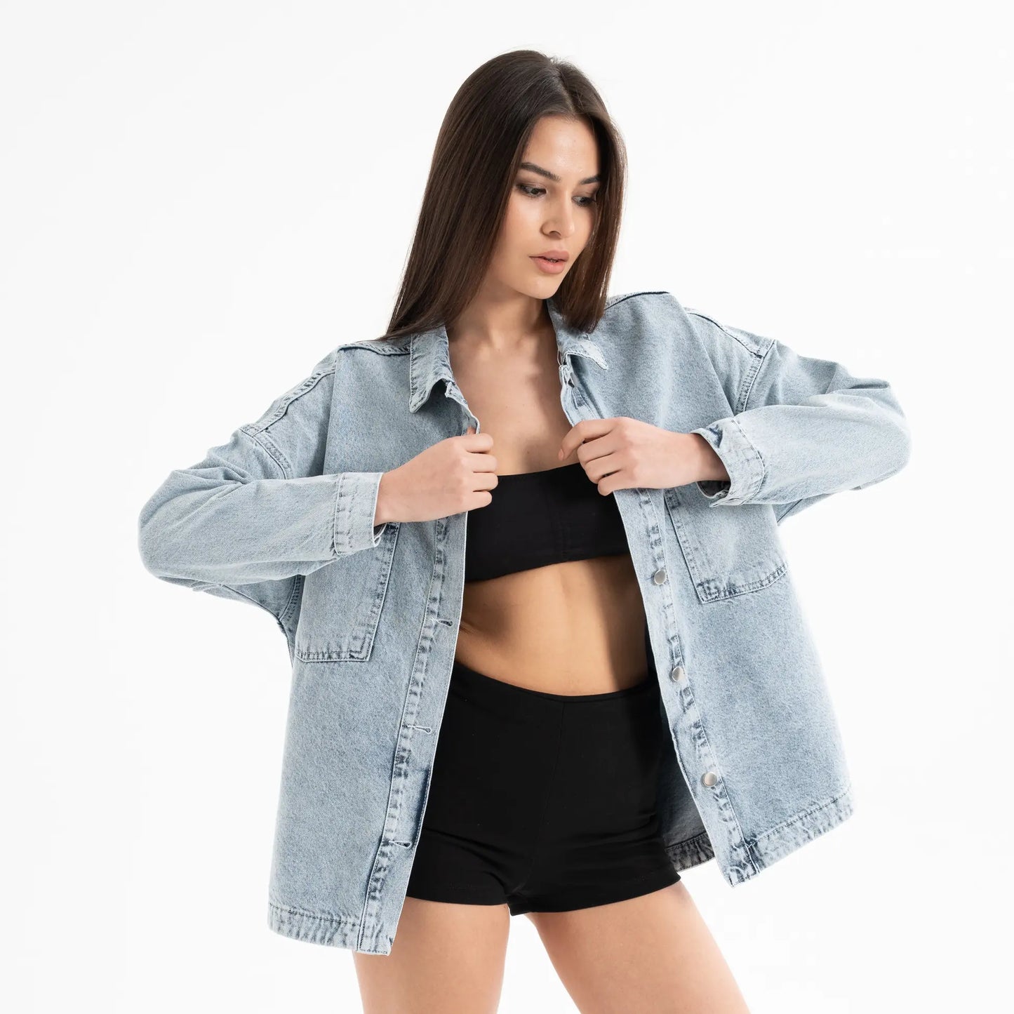 Taşlı Denim Kot Ceket