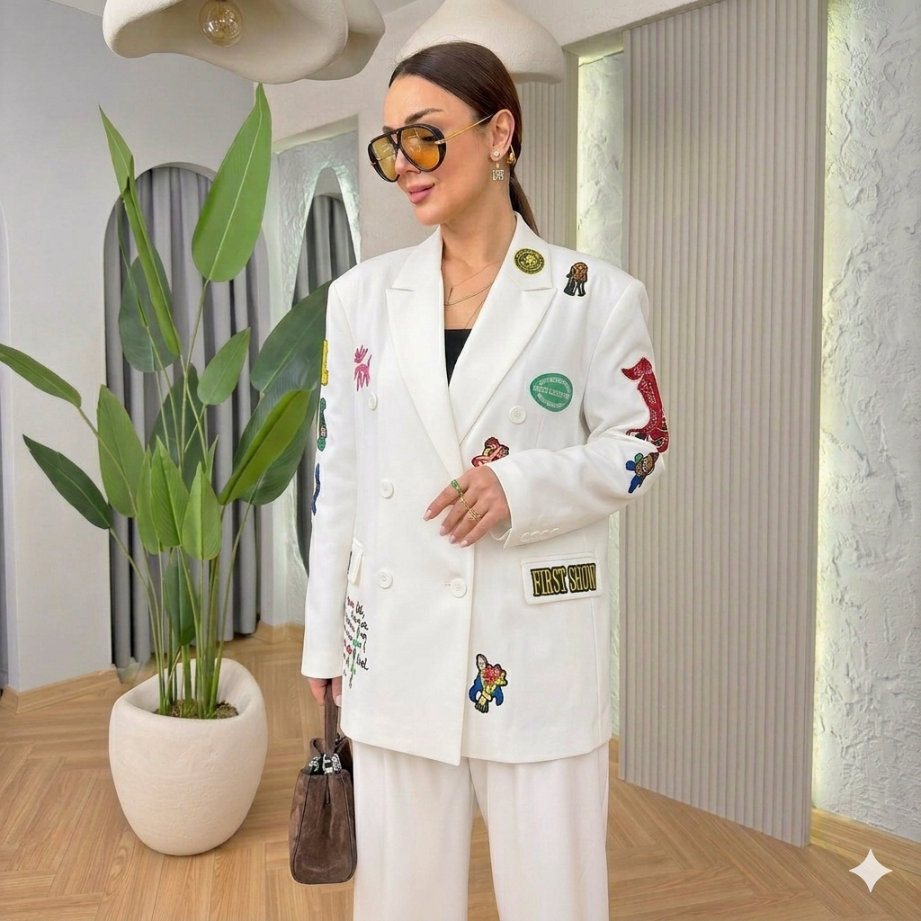 Nakışlı Oversize Blazer Ceket