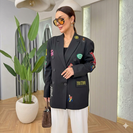 Nakışlı Oversize Blazer Ceket