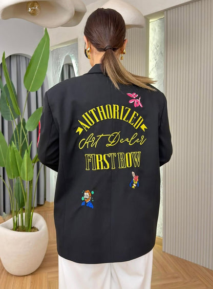 Nakışlı Oversize Blazer Ceket