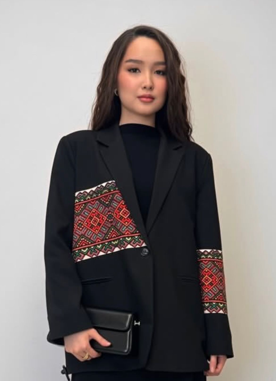 Nakış İşlemeli Pamuk Blazer Ceket