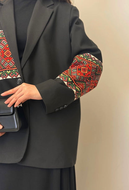 Nakış İşlemeli Pamuk Blazer Ceket