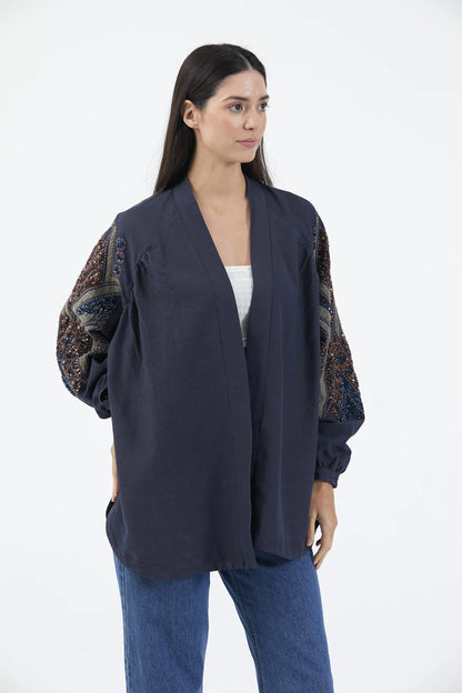 Taş İşlemeli İnce Mevsimlik Kimono
