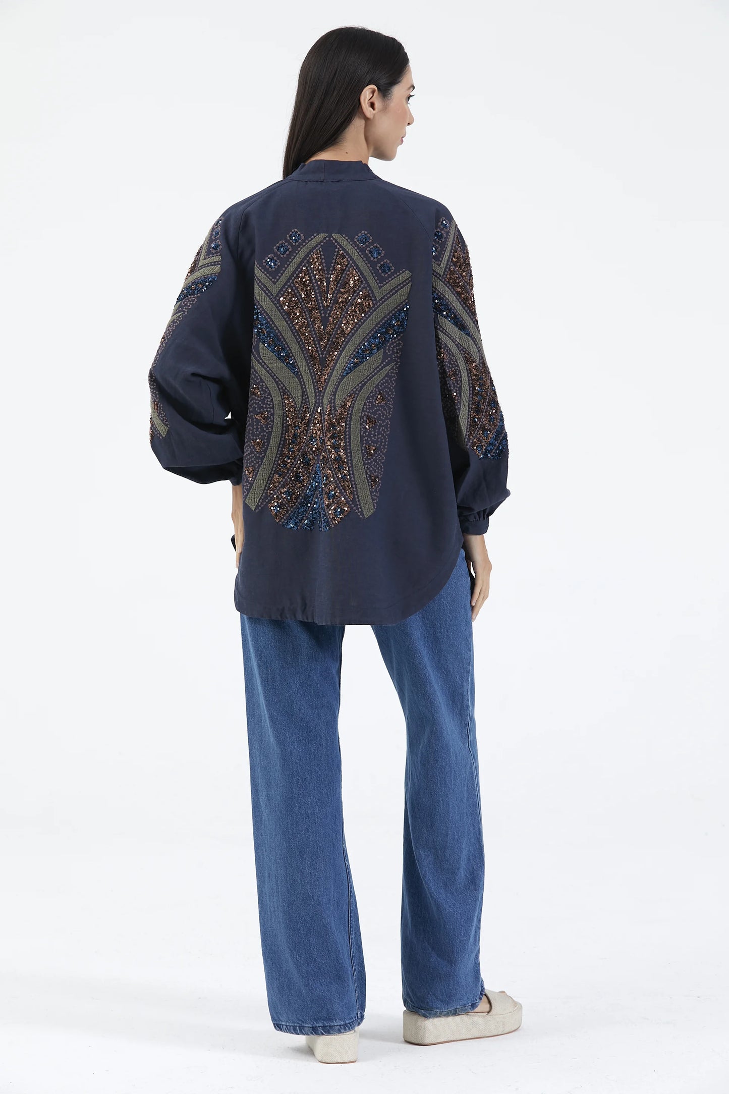 Taş İşlemeli İnce Mevsimlik Kimono