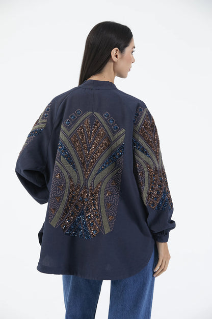 Taş İşlemeli İnce Mevsimlik Kimono