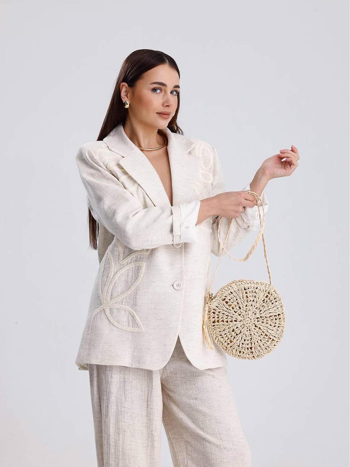 Önü Nakışlı Astarlı Blazer Ceket