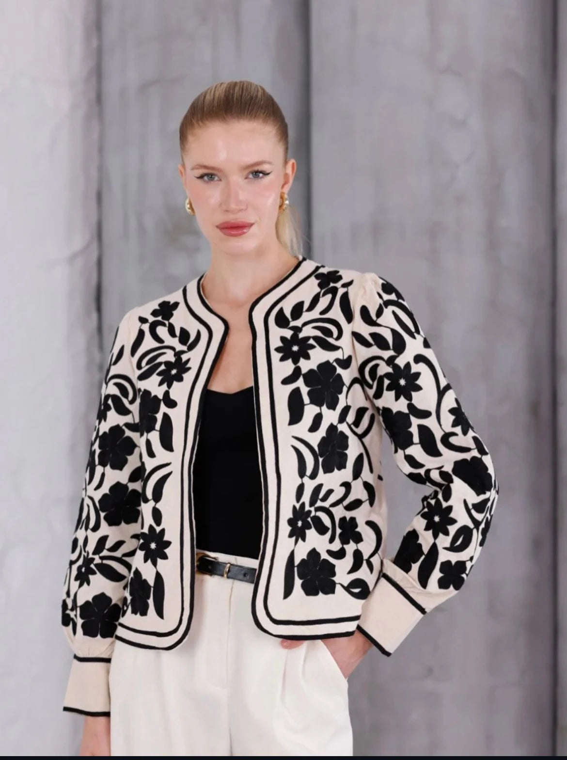 Kadın Nakışlı Pamuk Tasarım Ceket