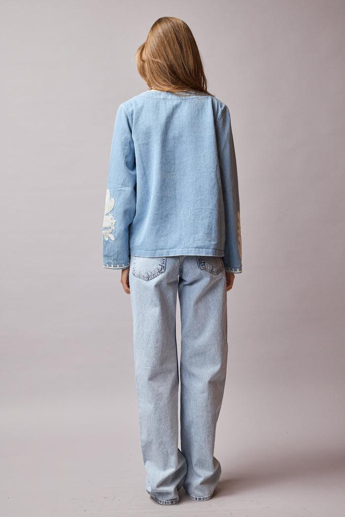 Nakış İşlemeli Kot Ceket %100 Cotton