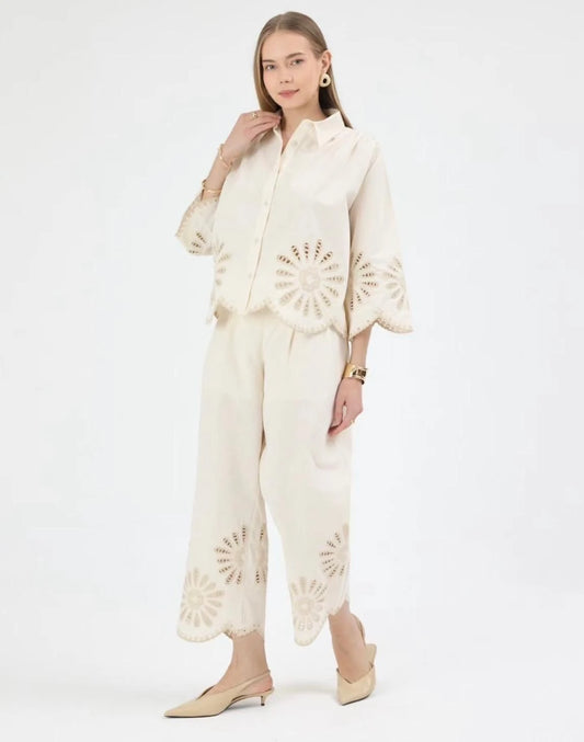Nakışlı %100 Cotton Gömlek- Pantolon Takım
