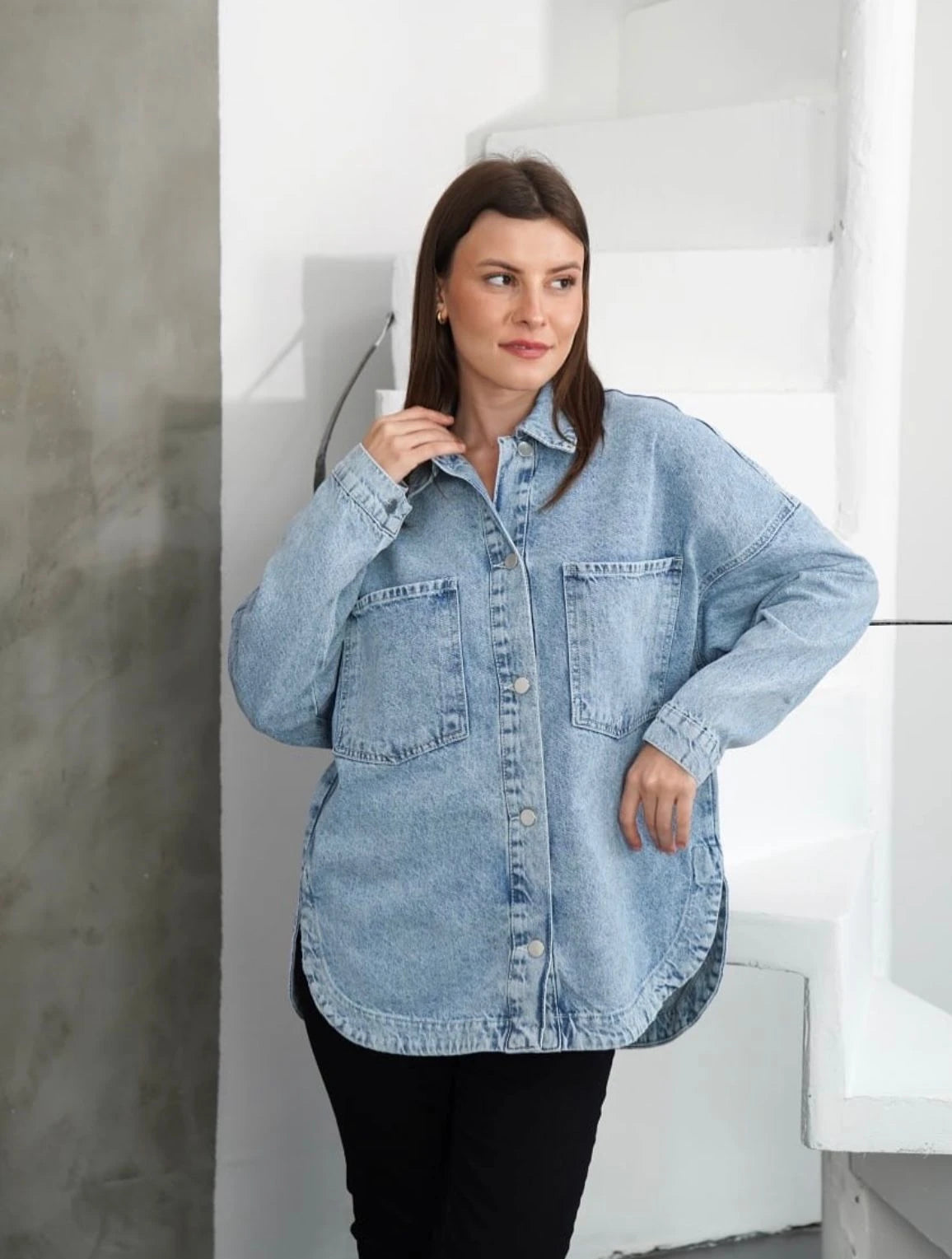 Taşlı Denim Kot Ceket