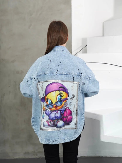Taşlı Denim Kot Ceket