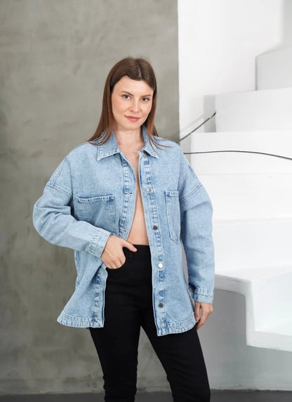 Taşlı Denim Kot Ceket