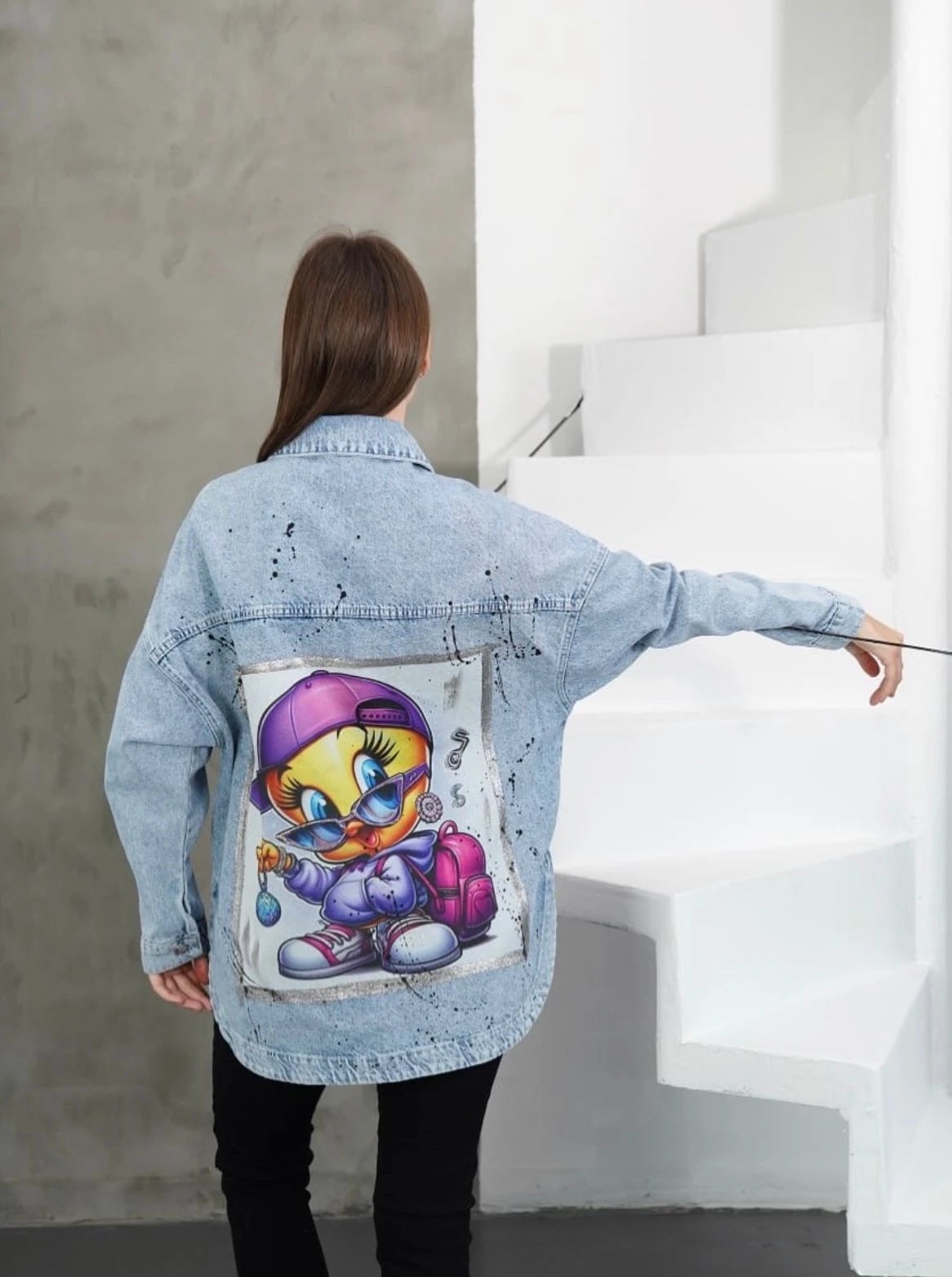 Taşlı Denim Kot Ceket