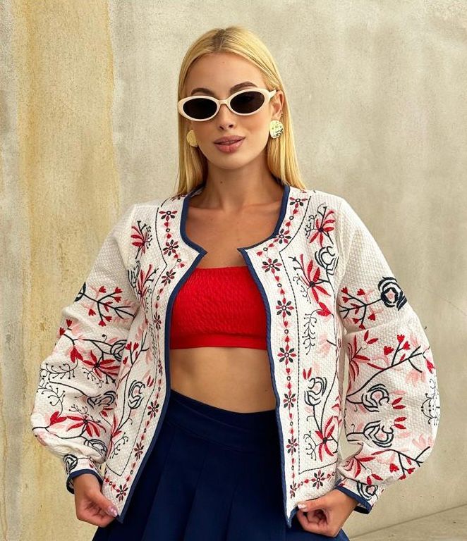 Nakış İşlemeli %100 Cotton Ceket