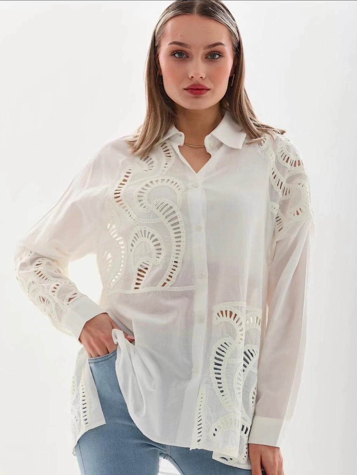 Nakışlı %100 Cotton İnce Yazlık Gömlek