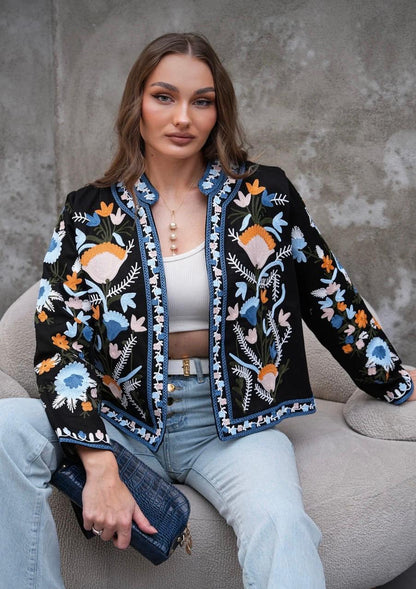 Renkli Nakışlı %100 Cotton Ceket