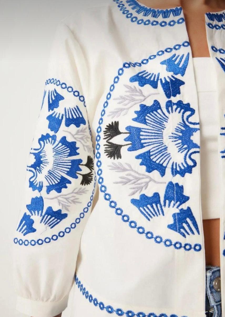 Nakışlı Cotton Mevsimlik İnce Ceket