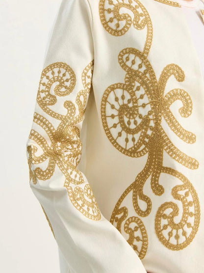 Cotton Kumaş Nakış İşlemeli Tasarım Ceket