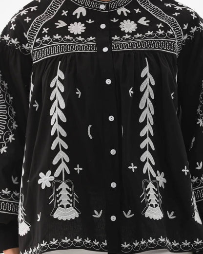 Nakış İşlemeli Cotton Ceket Bluz